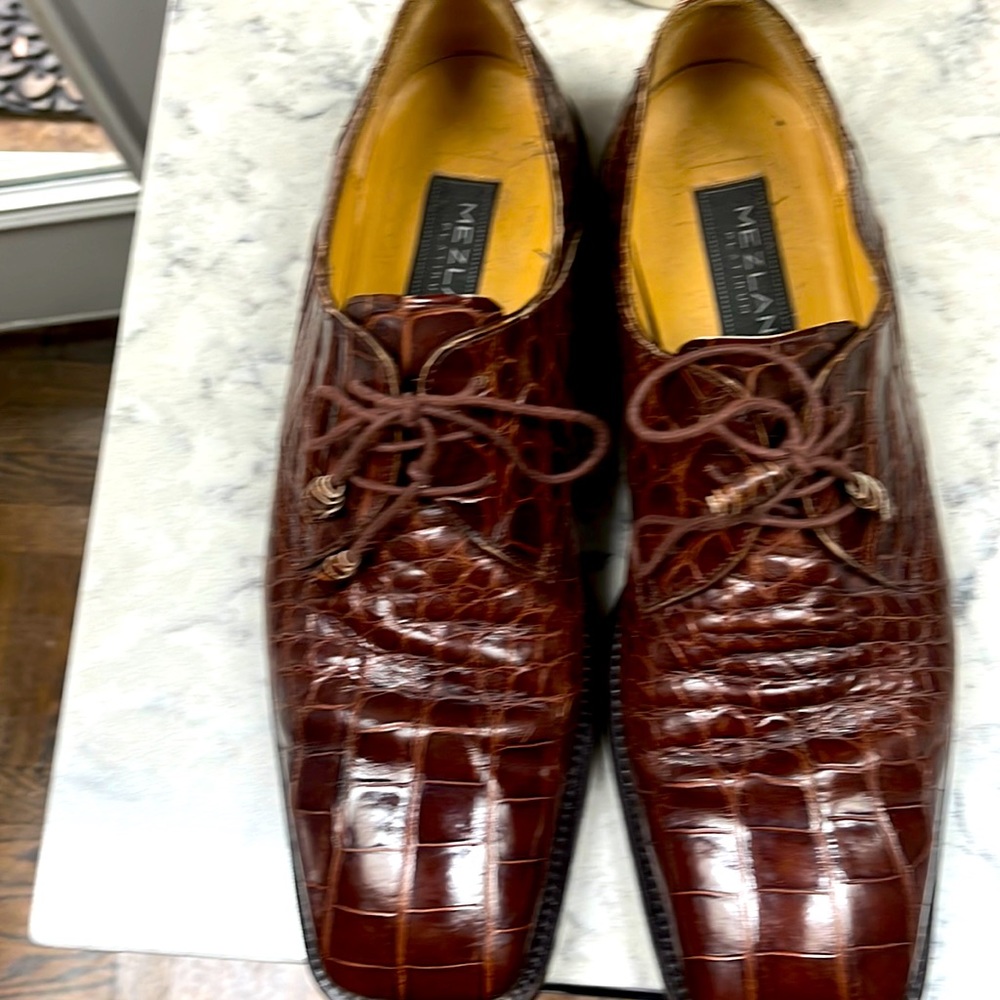 Mezzanine platinum romagna genuine alligator Oxford shoes mens size 14 m brown
